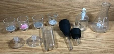 15 lot assorted Laboratory Glassware KIMAX PYREX Rubber Stoppers