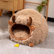 Mushroom Shape Cat House Cow Shape Cat Cave Bed Semi-Enclosed Cave-Style Warm...