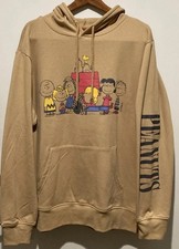 Peanuts Snoopy Sweatshirt Happiness Is Being One of The Gang Hoodie Tan Medium