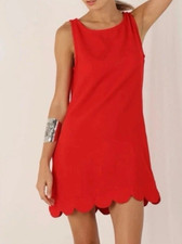 Scalloped Mini Shift Dress - kate spade New York Red ,small