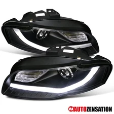 Fit 2005-2008 Audi A4 Black Projector Headlights Lamps LED Bar Left+Right 05-08
