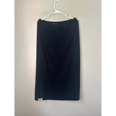 Vintage Black Velvet Midi Skirt Briggs Petite  Whismgoth Witchy Grunge Size M