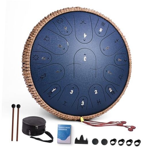 Steel Tongue Drum 15 Notes, C Major 432 Hz Handpan Drum for 13