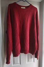 Vintage 1980s-90s EDDIE BAUER Large Knit Sweater Red Cotton Ribbed Crewneck USA