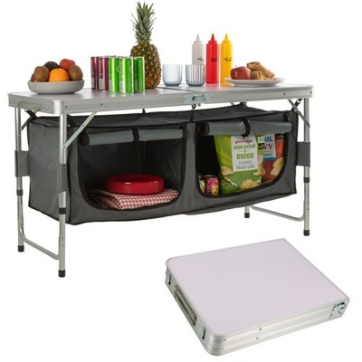 Folding Camping Table with Storage Lightweight and Portable Aluminum Camp Table