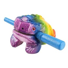 3.5" Wooden Frog Guiro Rasp Instrument - Percussion Musical Painted rainbow