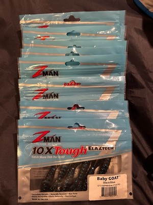 LOT OF 10 PACKS 6 PER PACK  ZMAN ELAZTECH BABY GOAT BLACK/BLUE