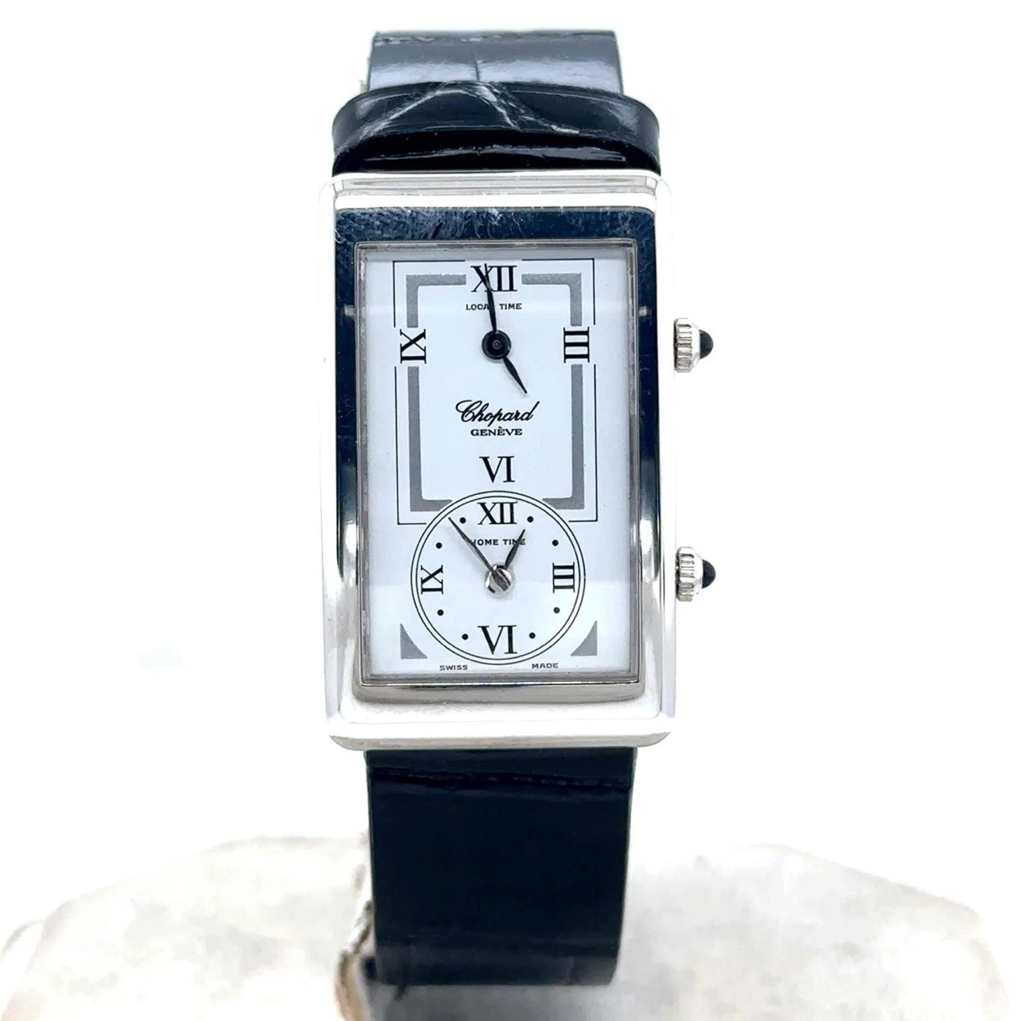 Chopard — Chopard Vintage Dual Time Quartz 22mm 18k WhiteGold White Dial Ladies Watch 2240