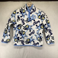 Bluey Kids Fleece Pullover XS All Over Cartoon Print Top 1/2 Zip EUC