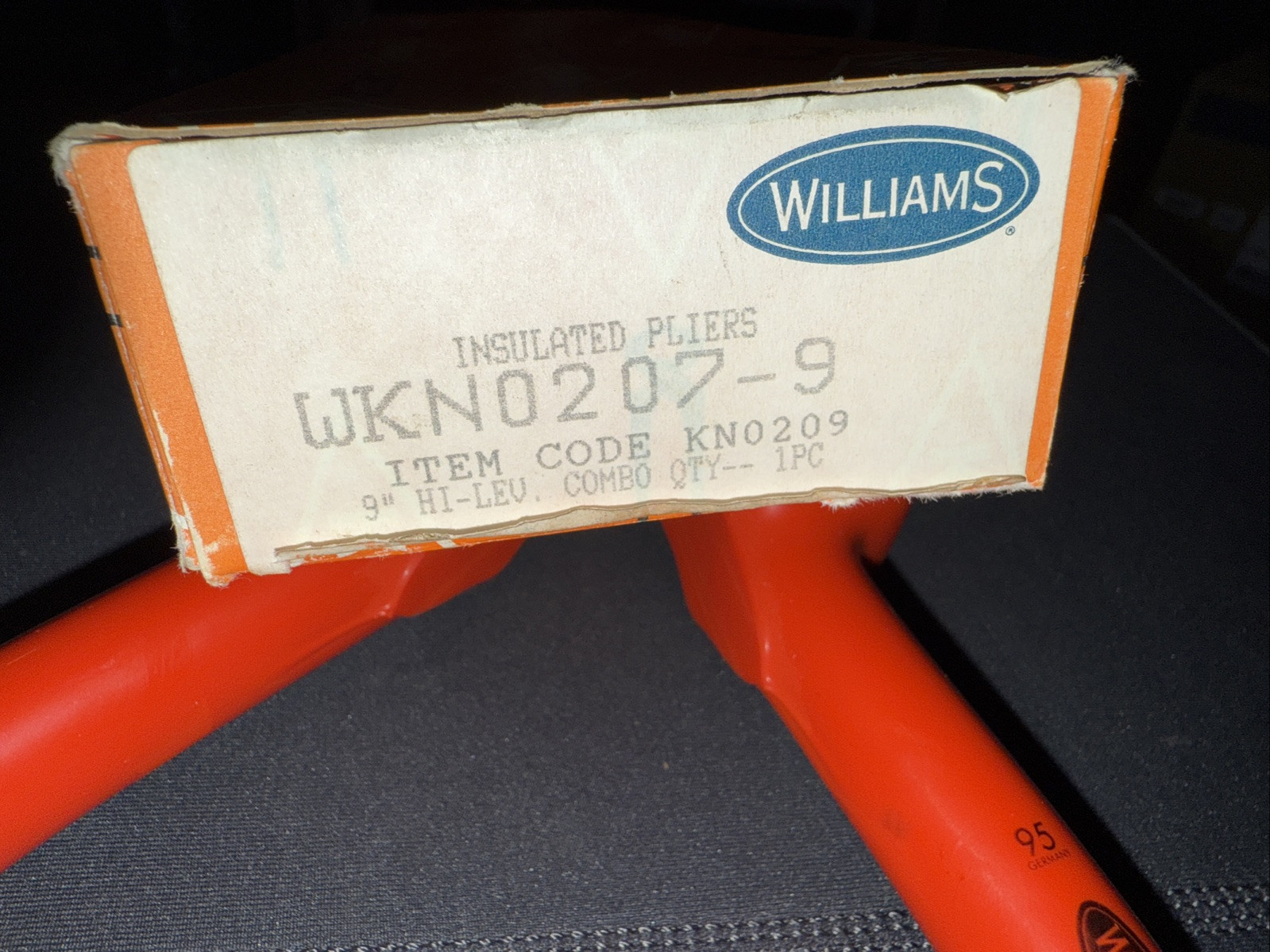 Knipex 9" Lineman Pliers 1000V Insulated Williams WKN0207-9 New Old Stock