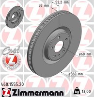 1X Bremsscheibe Coat Z Zimmermann 460.1555.20 FüR 95B Porsche Macan 95BAU1 GTS