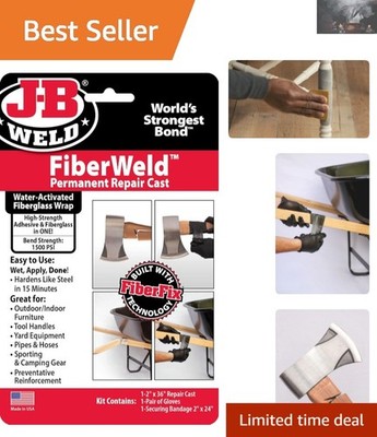 Instant Repair Solution: FiberWeld 2x36 Inch Fiberglass Wrap for Strong Bonds