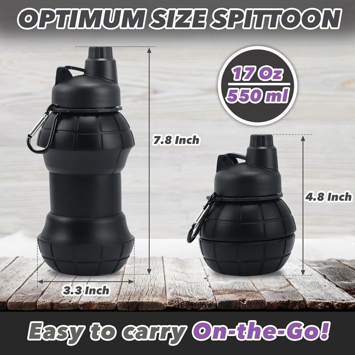 spittoon for chewing tobacco Maynas | Portable Spit Cup, 15 Ounces, Black Snuff Cup, the Original Spit