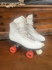 Vtg Dominion Canada Roller Skates White Leather Boot Women Size 8