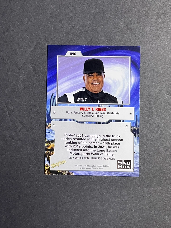 2022 Skybox Metal Universe Champions Willy T Ribbs Aqua Parallel Card #096 - Image 2 of 2