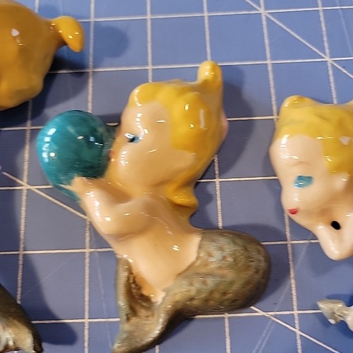 Set Of 4 Mermaid Chalkware Mermaid Pinup Wall Plaque Mid-Century Retro Fish VTG - Picture 4 of 11