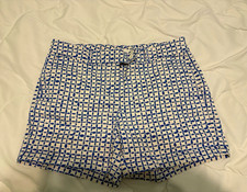 Vineyard Vines Women s Blue/White Geometric Chino Shorts Flat Front Pockets 8