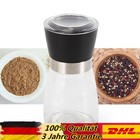 6 Stück Salzmühle Pfeffermühle Gewürzmühle Keramikmahlwerk Glas Set Schwarz DHL