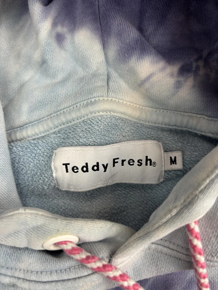 Sudadera con Capucha Teddy Fresh Para Hombre Pullover Mediano Tie Dye Púrpura Azul Bordado Foto 2 de 4