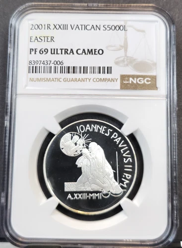 2001 VATICAN SILVER 5000 LIRE EASTER NGC PF 69 ULTRA CAMEO GEM PROOF TOP POP