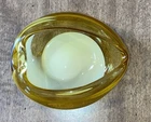 Vintage Murano Style Amber White Swirl Glass Ashtray 3.5”