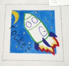 Jean Smith Needlepoint Hand Painted Canvas "Rocket" Brand New - 8" by 8"