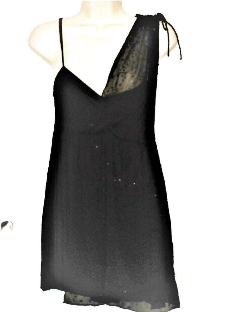 FREE PEOPLE Top Size Medium Solid Black beaded ch… - image 1