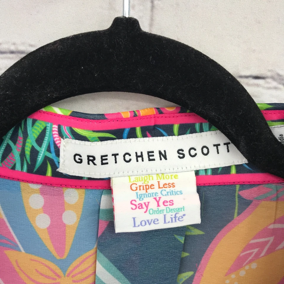 Gretchen Scott Dress Womens 3X Diva Gray Floral Maxi Short Sleeve Sheer Casual - Image 2 of 4