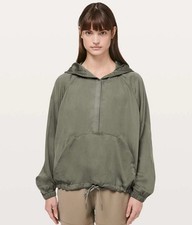 Lululemon City Stroll Green Zip Pullover Hoodie Women's 12 Athleisure