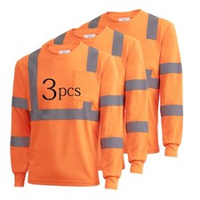 High Visibility Safety Long Sleeved Shirt, Workwear with Pockets and Reflecti...