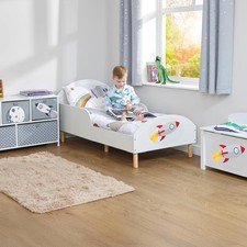 Image of Liberty House Toys Kids Toddler Bed, Rocket, White