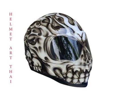 airbrush full face motorcycle helmets Blue Fire Skull Flip Up Helmet Airbrushed Blue Flames Express shipping How to Airbrush a Motorcycle