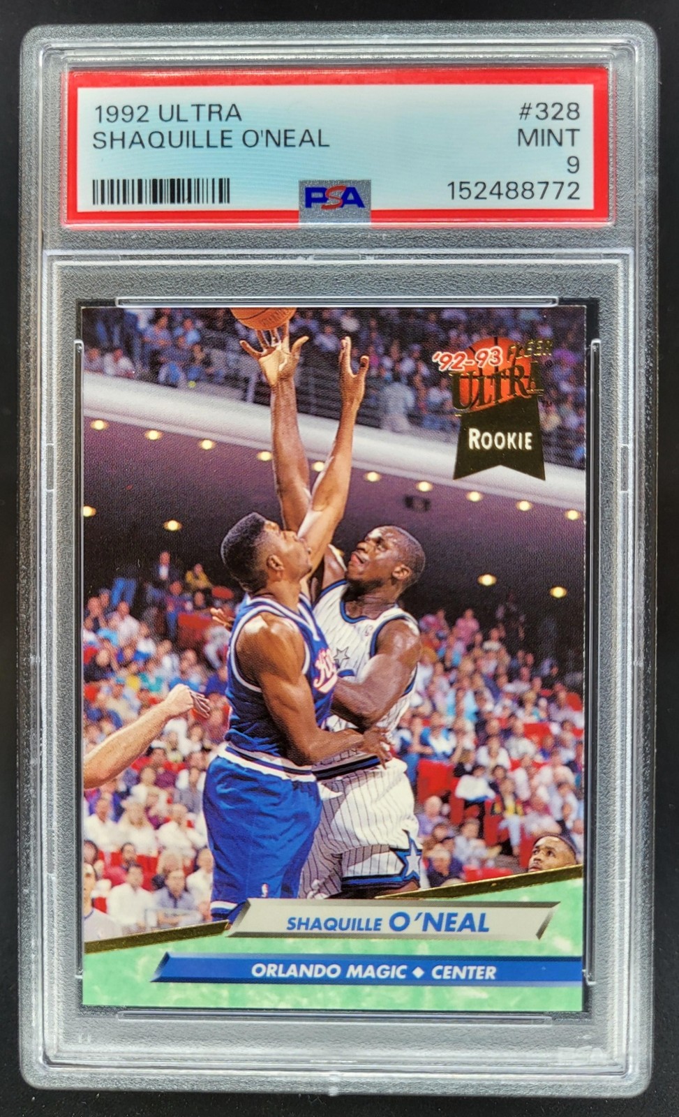 1992-93 Fleer Ultra Shaquille O'Neal #328 RC PSA 9 Orlando Magic NP2 view 1