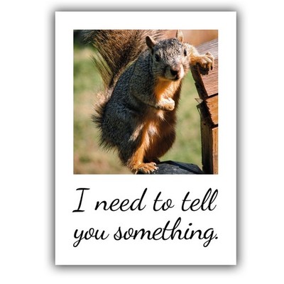 Funny Squirrel - I Need to Tell You Something Card