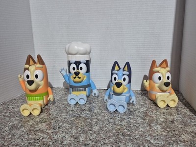 Bluey LOT of 4 Family COOKING Talk Chef Dad Mum Figures Bingo Bluey All Working 