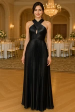 Baltic Born Women's Size Small Black Sandra Pleated Maxi Dress