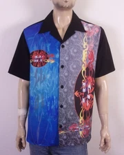 vintage 90s 00s Y2K rare WD Sportswear AOP Button Shirt Rave Nu Metal Rap Rock L