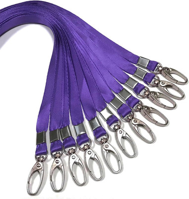 50 Pcs Lanyards Purple Lanyard for Id Badges Nylon Lanyard Bulk Clip Swivel Hook