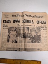 1963 Des Moines Sunday Register Newspaper JFK Kennedy Assassination Iowa IA Vtg