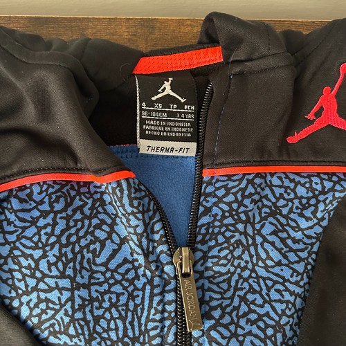 Nike Air Jordan Jacket Youth Boys 4 XS Blue Black Full Zip Therma FIt Hoodie - Picture 2 of 8