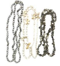 Mixed Lot of 3 Shell Necklaces Hawaiian Beach Nuts Seashells Puka Boho Ethnic