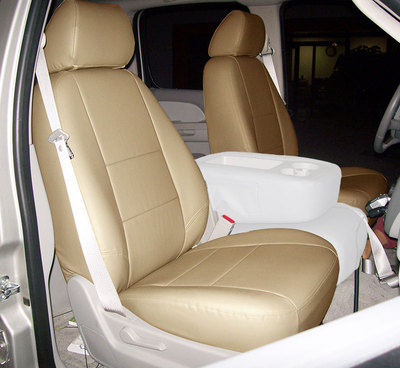 FOR CHEVY SILVERADO 2007~2013 IGGEE S.LEATHER CUSTOM FIT FRONT SEAT COVERS BEIGE
