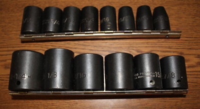 Proto 14 Pc 3/8'' Dr. 12 Pt SAE Impact Socket Set  1 1/4''-3/8'' & rails AO4067929