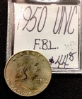 1950 Franklin Half Dollar UNC. FBL! ENN Coins