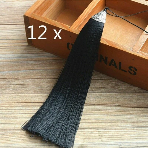12 Pcs Luxury Silky Tassels Crafts 17cm Trim Fabric Sewing Costume Keyring DIY - Picture 7 of 16