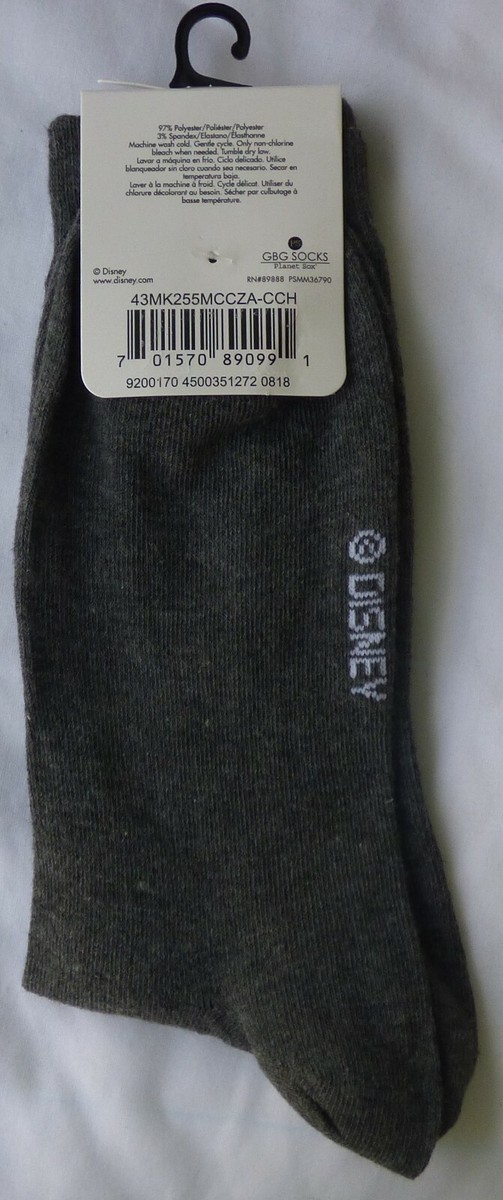 Disney Mickey Mouse Gray Crew Socks Shoe Size 6 - 12 Planet Sox 90