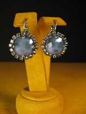 MARIANA EARRINGS SWAROVSKI CRYSTALS GRAY SILVER PL GREY BLACK Gift Christmas