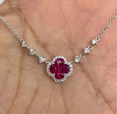 Oval Simulated Pink Ruby Women's Stunning Flower Pendant 14k White Gold Plated