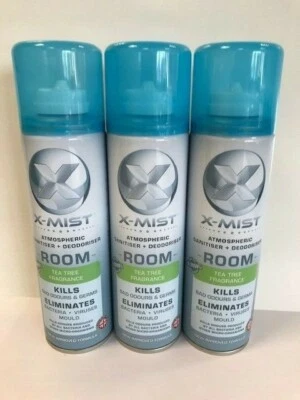 3 pk X-Mist Room Sanitiser & Deodoriser Spray 250ml can Kills 99% Germs