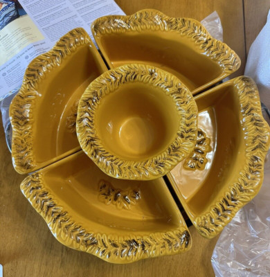 Temp-tations Presentable Ovenware By Tara Verona  6 Pc Baker Set Mustard ~ NIB